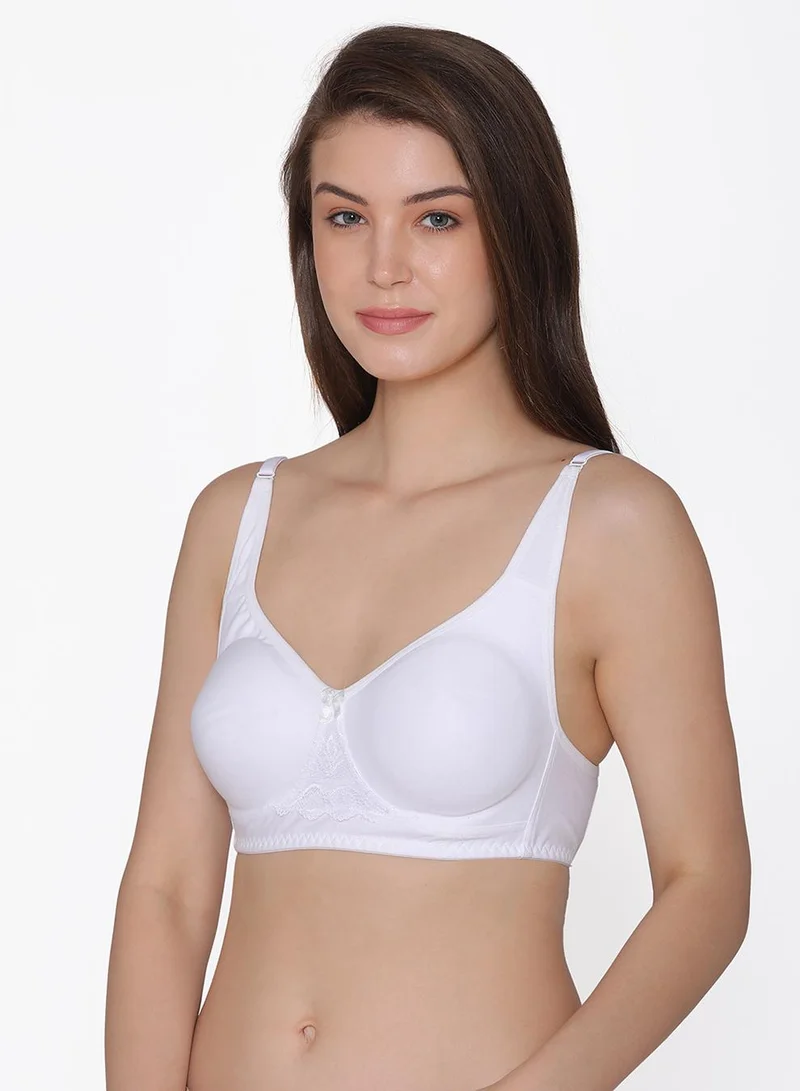 Clovia Multicolour Non-Padded Non-Wired Full Coverage T-shirt Bra in White & Cream - Cotton for Women | Best Price UAE